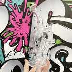 9 Inches Clear Recycler Dab Rig Showerhead Perc