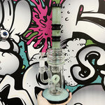 14.5" Straight Swiss Dual Donut Perc Bong Glass Water Pipe