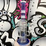 14.5" Straight Swiss Dual Donut Perc Bong Glass Water Pipe