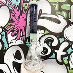 Glass Beaker Mandala Bong Color Sandblasted 16" Tall 9mm Thick 14mm Bowl