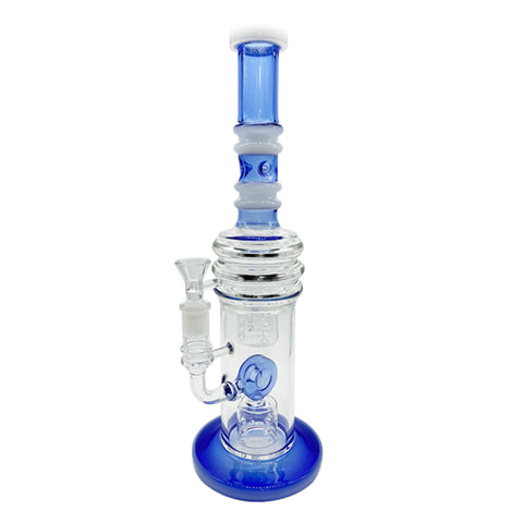 14.5" Straight Swiss Dual Donut Perc Bong Glass Water Pipe