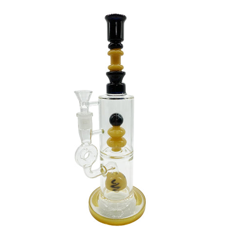 14.5" Straight Bong Double Chamber With Showerhead/Mushroom Perc