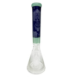 Glass Beaker Mandala Bong Color Sandblasted 16" Tall 9mm Thick 14mm Bowl