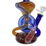 Double Horn Recycler Dab Rig Glass Bong Double Swiss Recycler