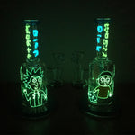 UV Reactive Rick & Morty Glass Dab Rig Night Luminous